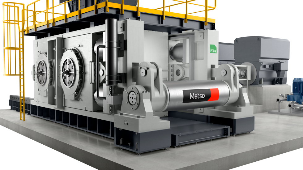 Metso's HRC™e high pressure grinding rolls (HPGR) highlights the skew control system which helps to control skewing events.