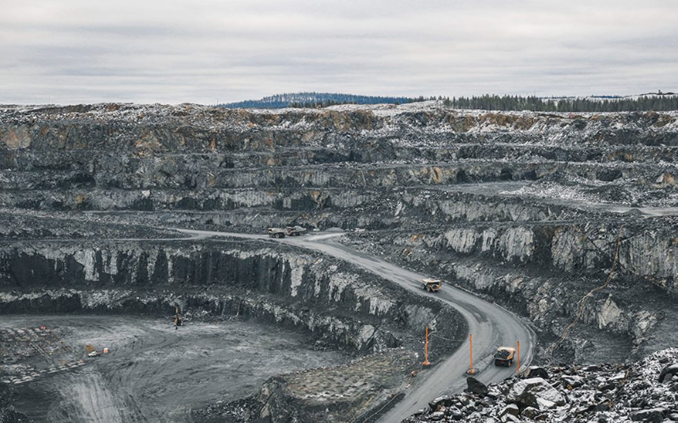 A view to Boliden Kevitsa's open pit mine.