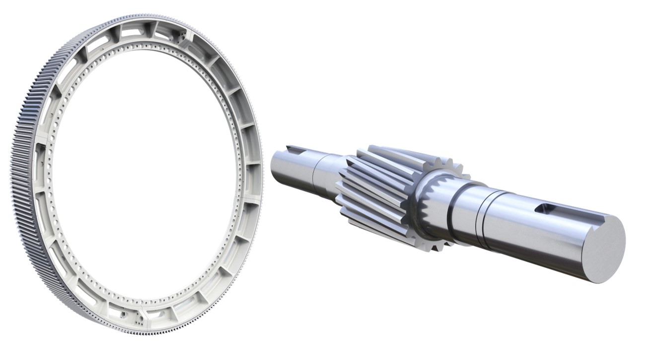 Render of Metso grinding mill gear and pinion