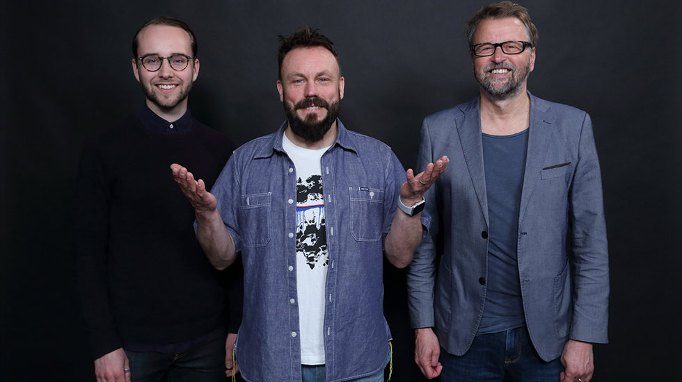 Studio Planet podcast host Riku Rantala with guest speakers.