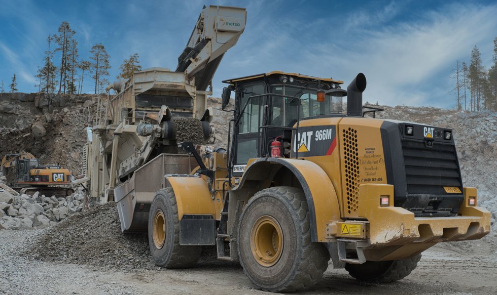  Caterpillar machine at a quarry.