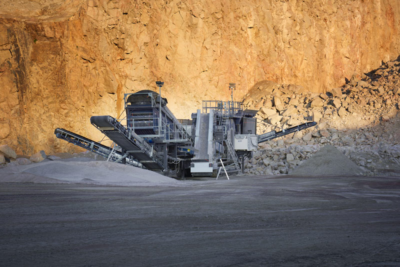 mobile crusher on a snowy ground