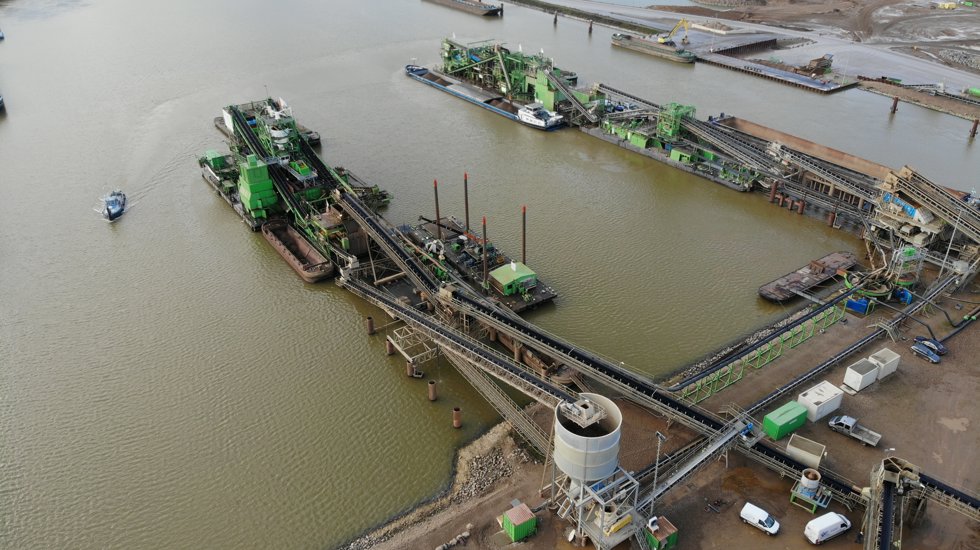 Air view from the flood protection and nature development project around the Maas river