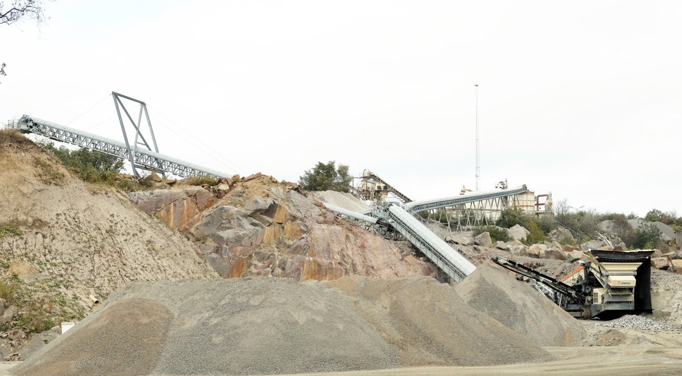 View on the NCC Bornholm quarry and conveyors.