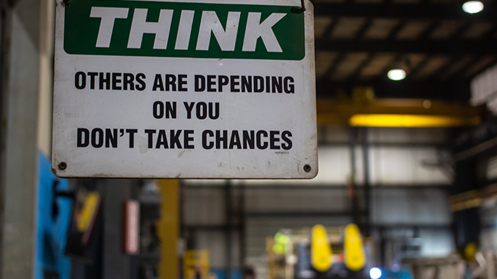 A sign reminding of safety.