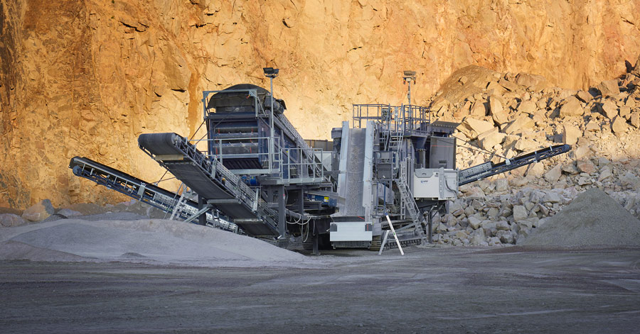 mobile crusher on a snowy ground