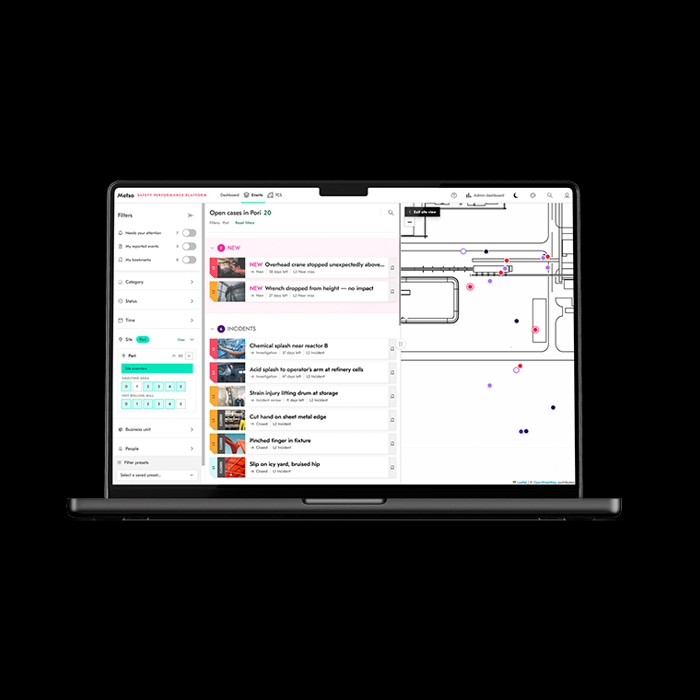 laptop with safety performance dashboard
