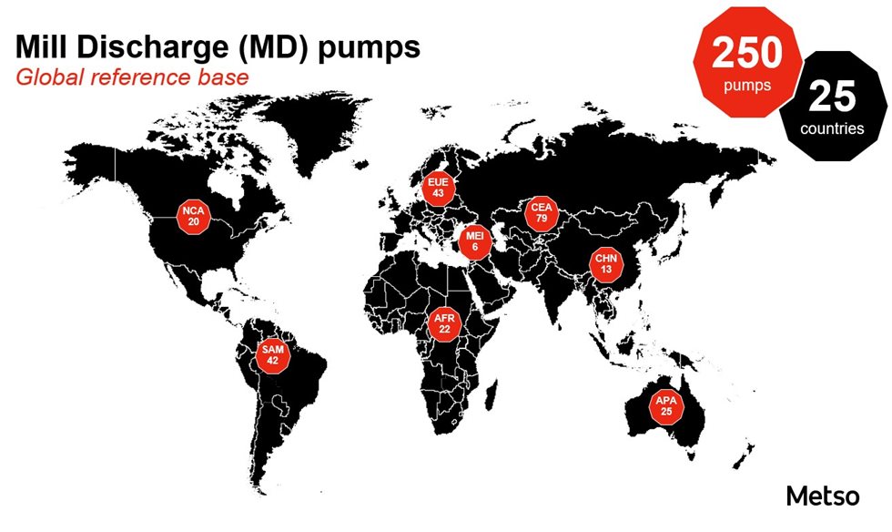 Map of Metso global mill discharge footprint