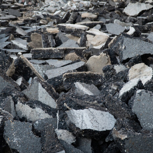 Pile of reclaimed asphalt pavement ready for processing