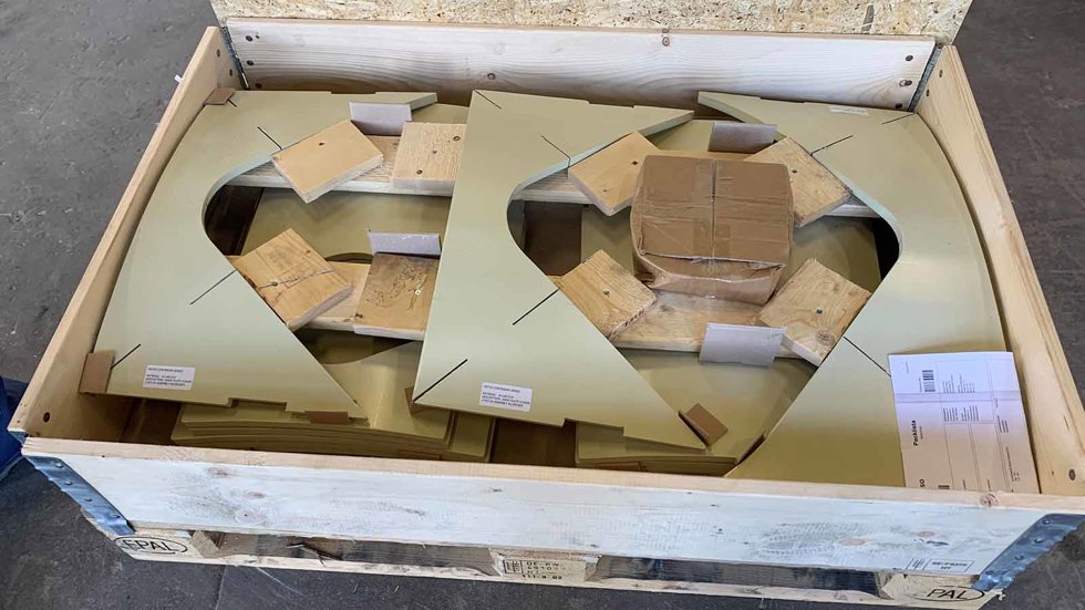 Crusher parts are packed securely.