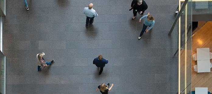 People walking pictured from above.