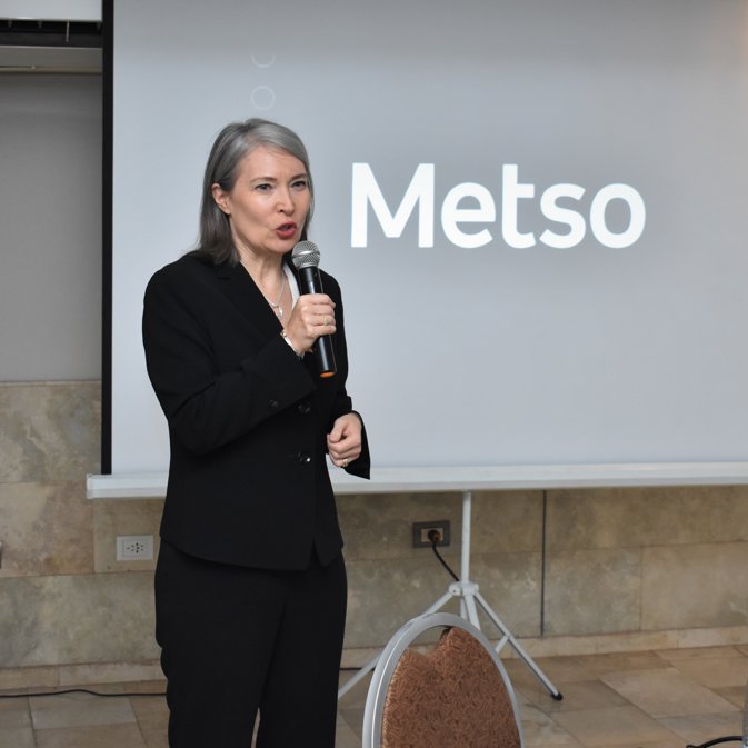 Embajadora de Finlandia en Argentina, Nicola Lindertz, en el Desayuno ejecutivo organizado por Metso