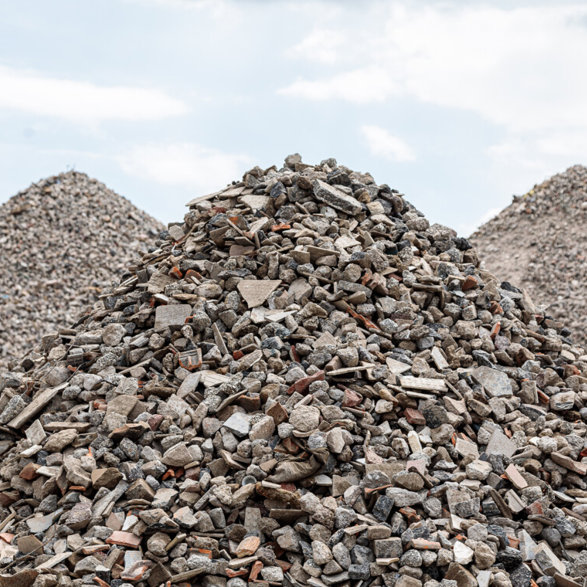 Clean recycled aggregates sorted into different sizes