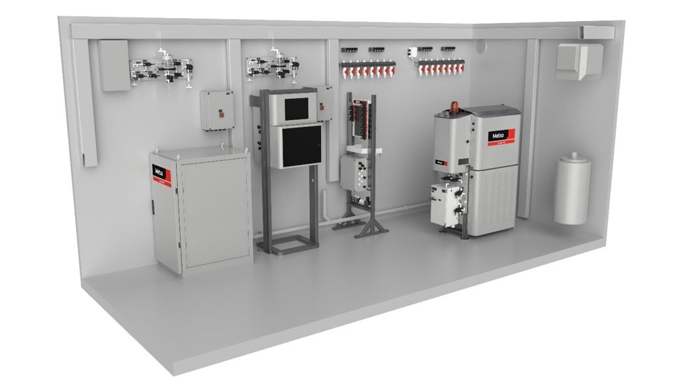 Courier HX analyzer shelter with optical emission spectroscopy analyzer, automatic titrator and an XRF analyzer