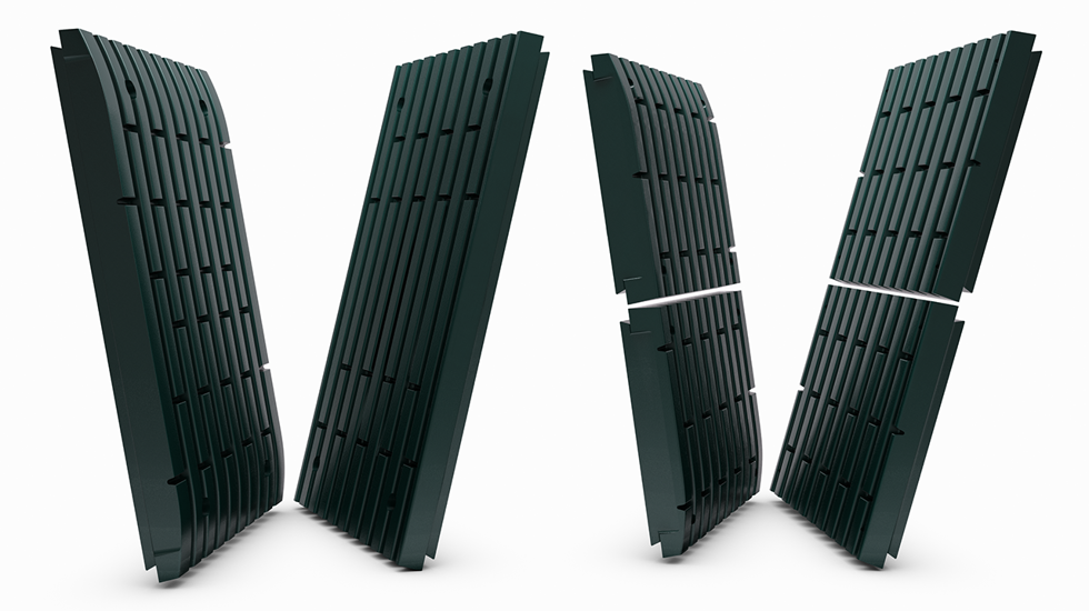 Image of one-piece and two-piece jaw crusher plates