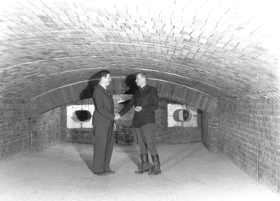 Petri Bryk and John Ryselin inaugurated the flash smelting furnace in Harjavalla, Finland, 1949