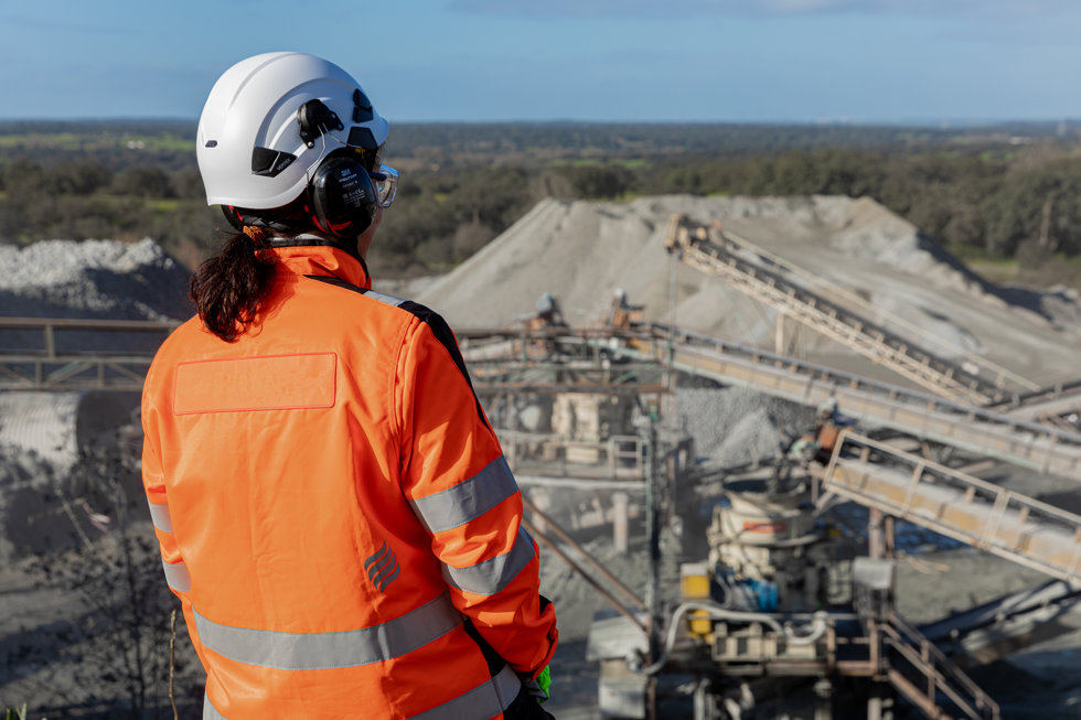 Employee at the Herdade de Benafessim quarry, owned by Mota Engil S.A. in Portugal.