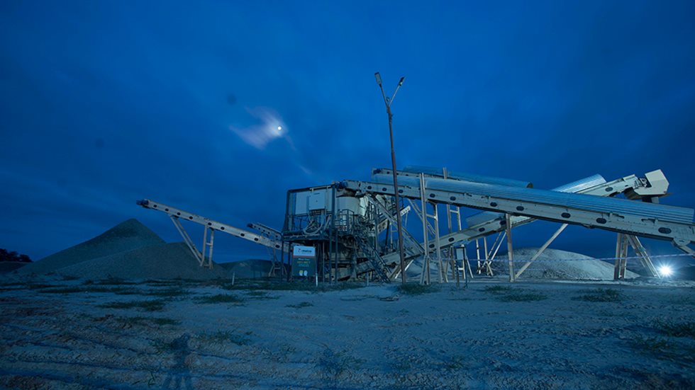 A night time view on the PNC quarry in India.