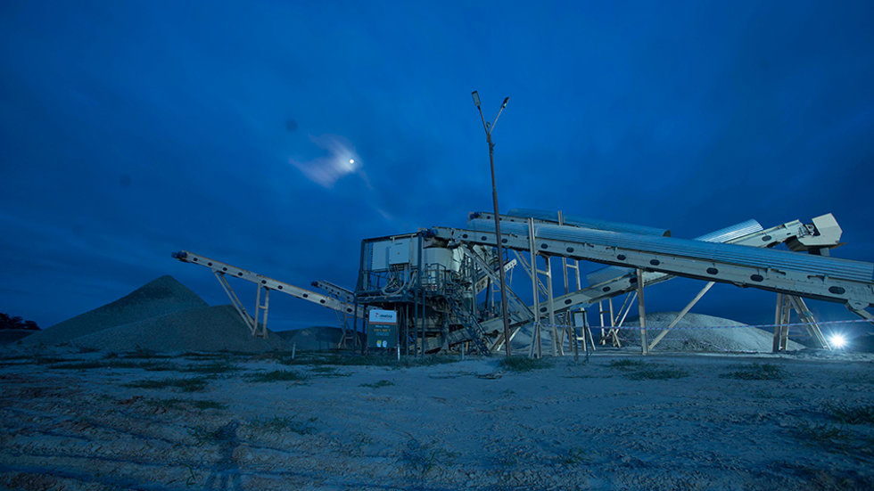 A night time view on the PNC quarry in India.