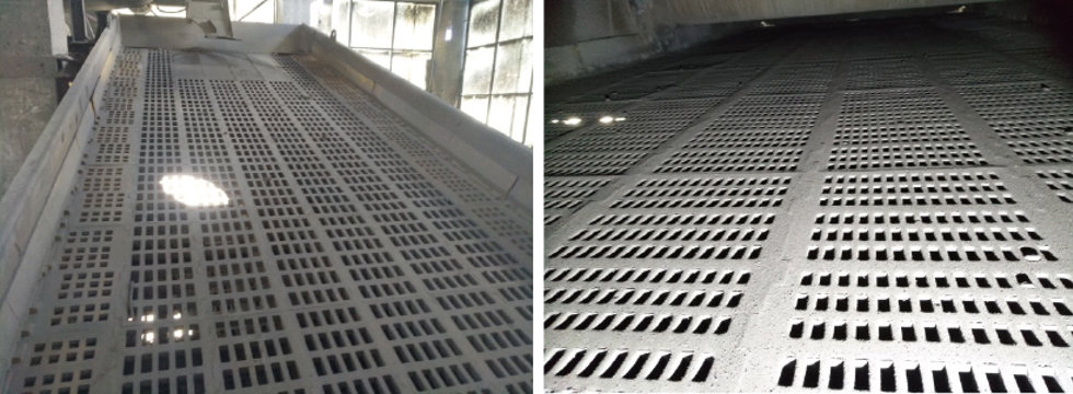 Minimal blinding on upper (left) and lower (right) decks after Metso media installation.