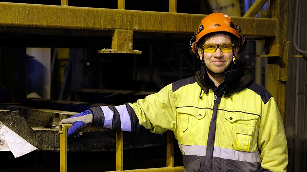 Mining engineer with personal protective equipment on. 