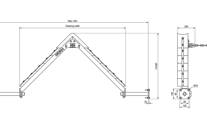 TRELLEX ABC-V-PLOW SET - Nose blade - Modular blade - Top view 